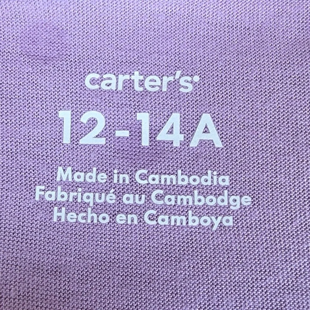 Carters Girls Purple Silver Glitter Polka Dot Long Sleeve Nightgown Size 12-14A
